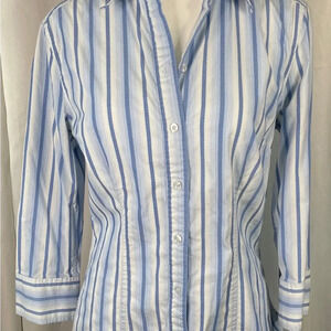 Express Blue Striped Button‎ Down Shirt